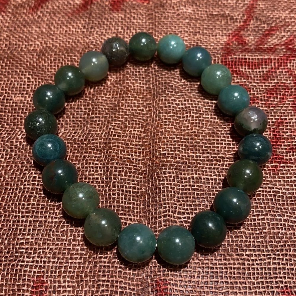 [SOLD] 8MM Moss Agate Bead Bracelet